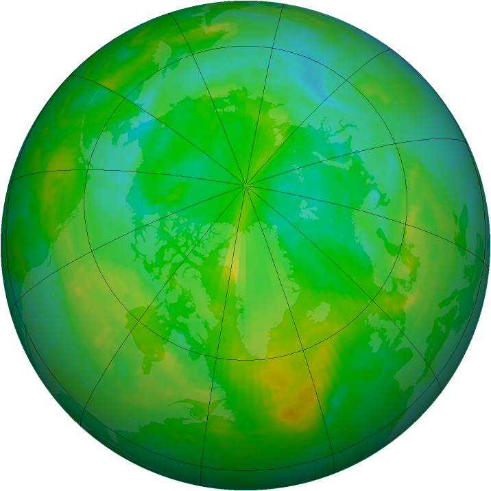 Arctic ozone map for 17 July 1990
